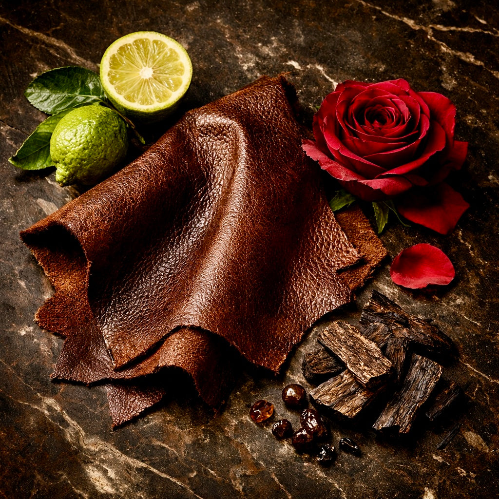 Tuscan leather, Bergamot, rose, oud