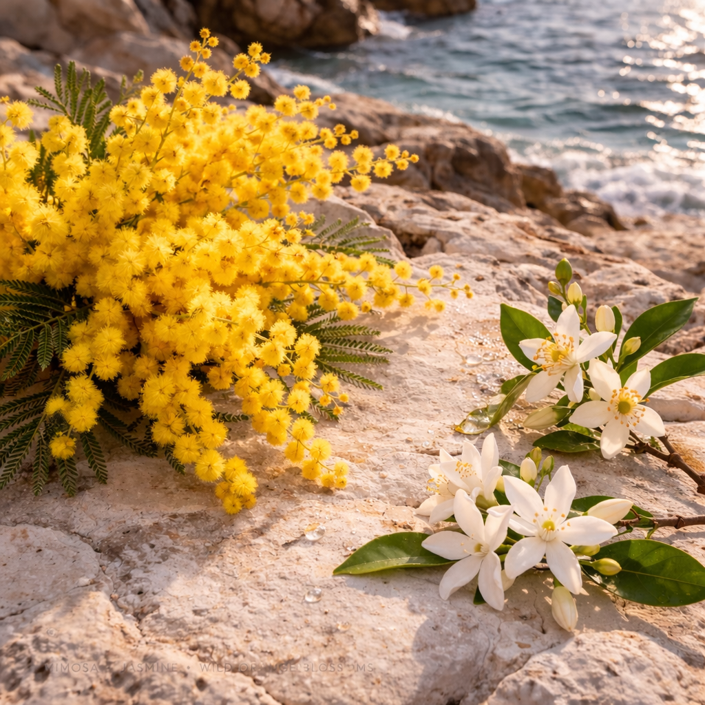 Mimosa, jasmine and wild orange blossoms